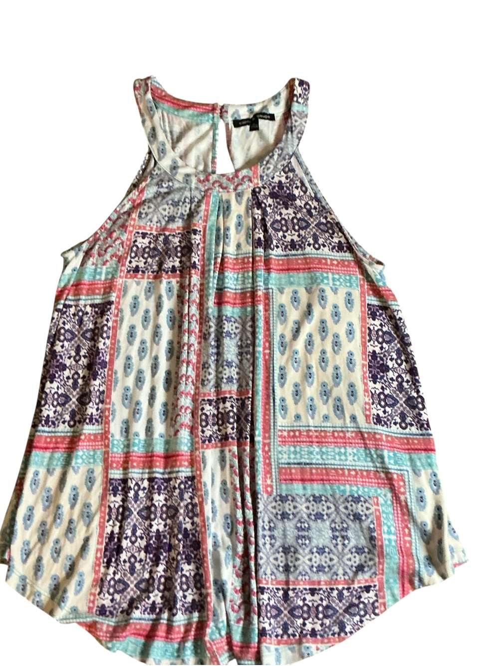 Cable & Gauge Multicolor Patchwork Swing Tank in Purple, Teal & Coral